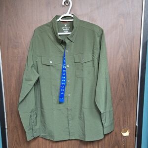 Spyder Size L Olive Green Lightweight Casual Button Down Shirt